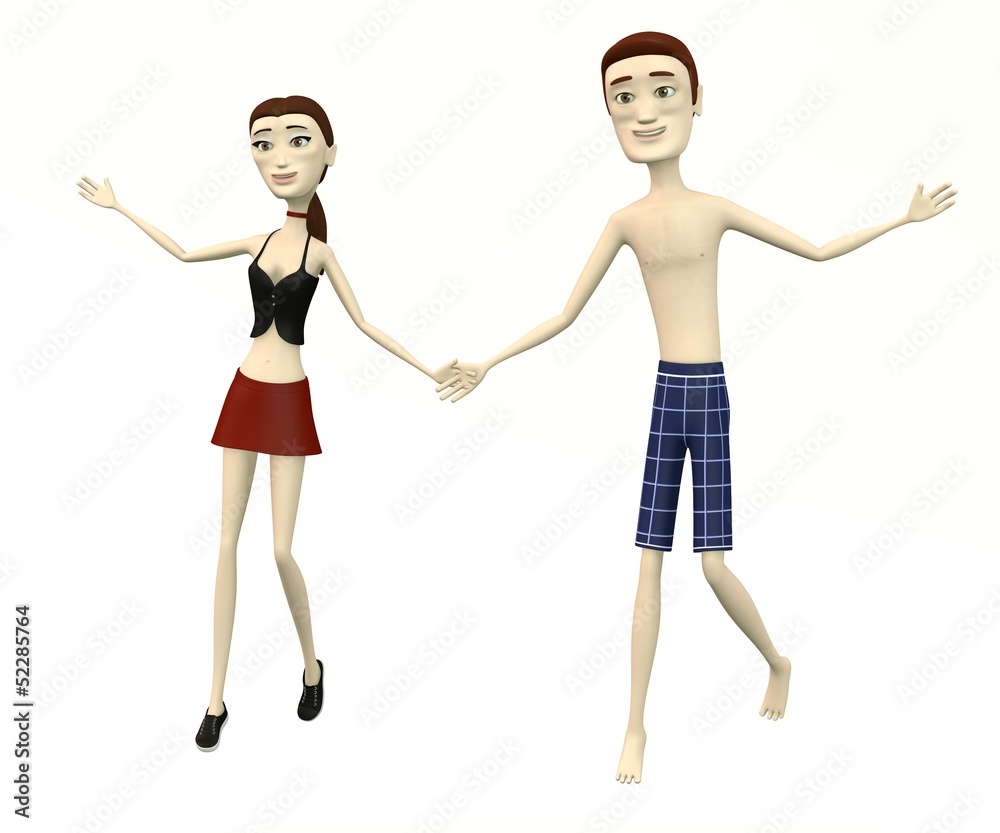 3d render of cartoon characters dancing - happy 3d render of cartoon characters dancing - happy