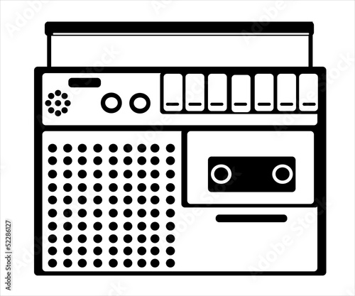 vector cassette recorder on white background