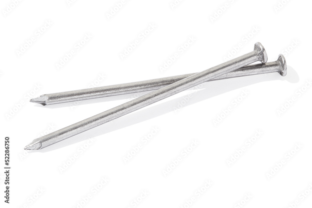 Metal nails on white, clipping path included Metal nails on white, clipping path included