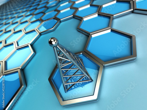 communications tower and hexagons photo