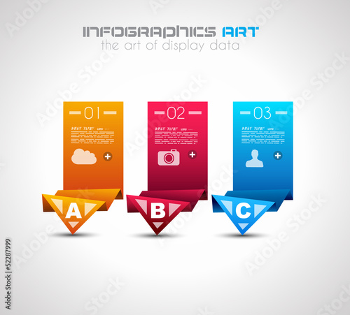 Infographic design template with paper tags.