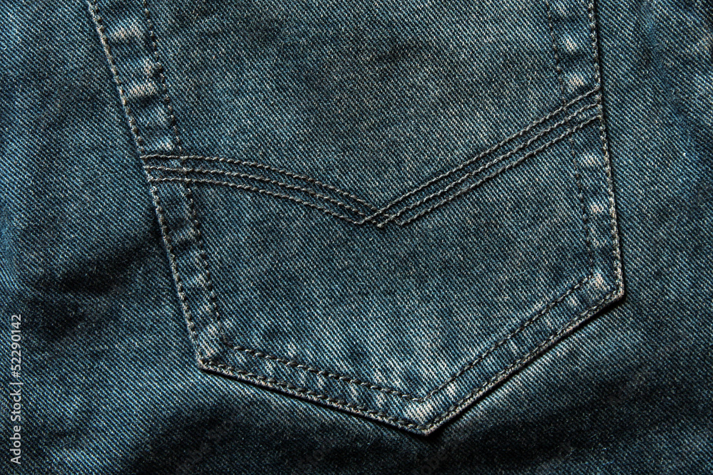 Fototapeta premium square texture image of a jeans pocket