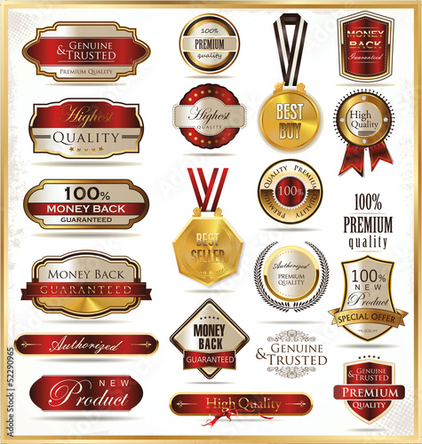 Luxury gold and red labels