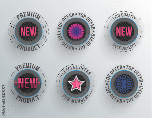Modern round labels. EPS10.