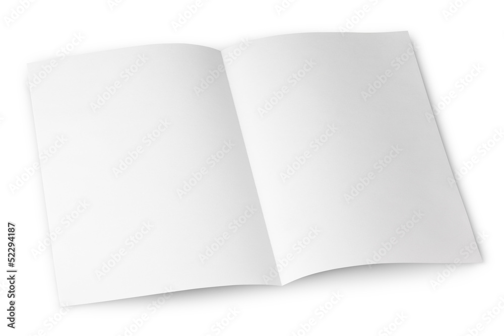 Blank folded flyer isolated on white with clipping path Blank folded flyer isolated on white with clipping path