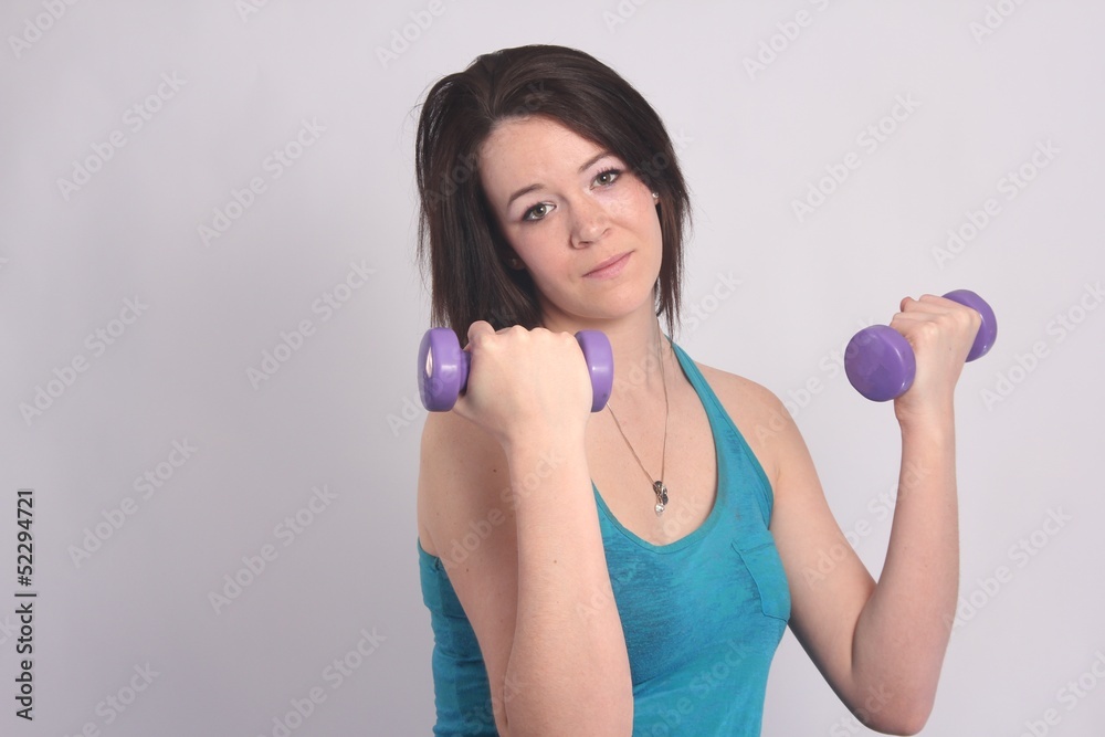 Beauty in Blue Singlet with Dumbbell Beauty in Blue Singlet with Dumbbell