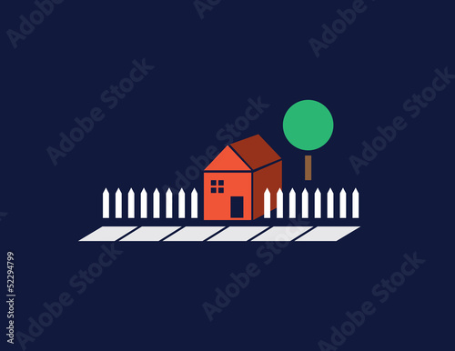 Minimal house with picket fence