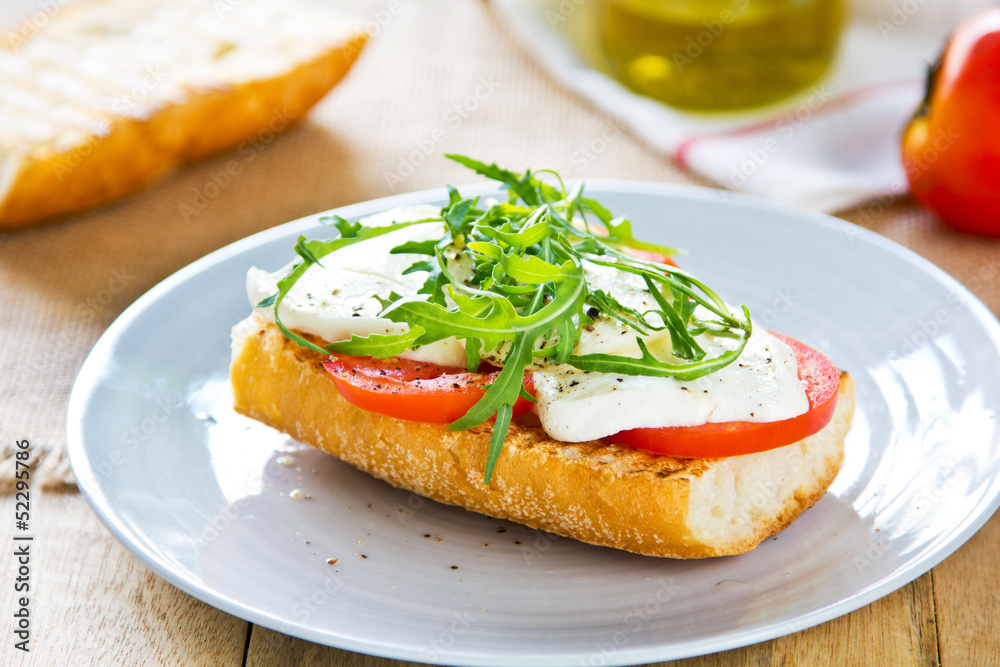 Mozzarella with rocket sandwich Mozzarella with rocket sandwich