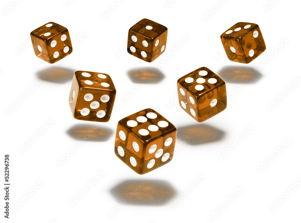 Würfel, 6er Set, schweben, Perspektive, Dreieck, braun Würfel, 6er Set, schweben, Perspektive, Dreieck, braun