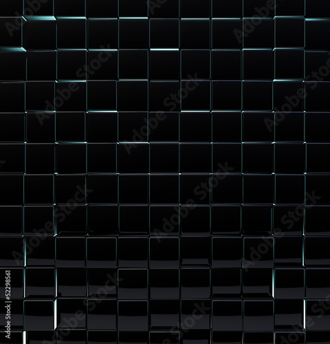 Black glass cubes wall background. © More Images