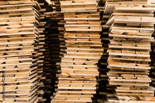 Construction wood planks stack together
