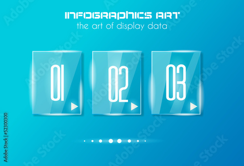 Infographic design template with glass surfaces.