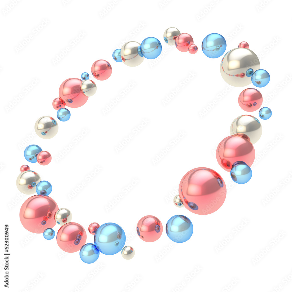 Round circle copyspace frame made of glossy spheres Round circle copyspace frame made of glossy spheres