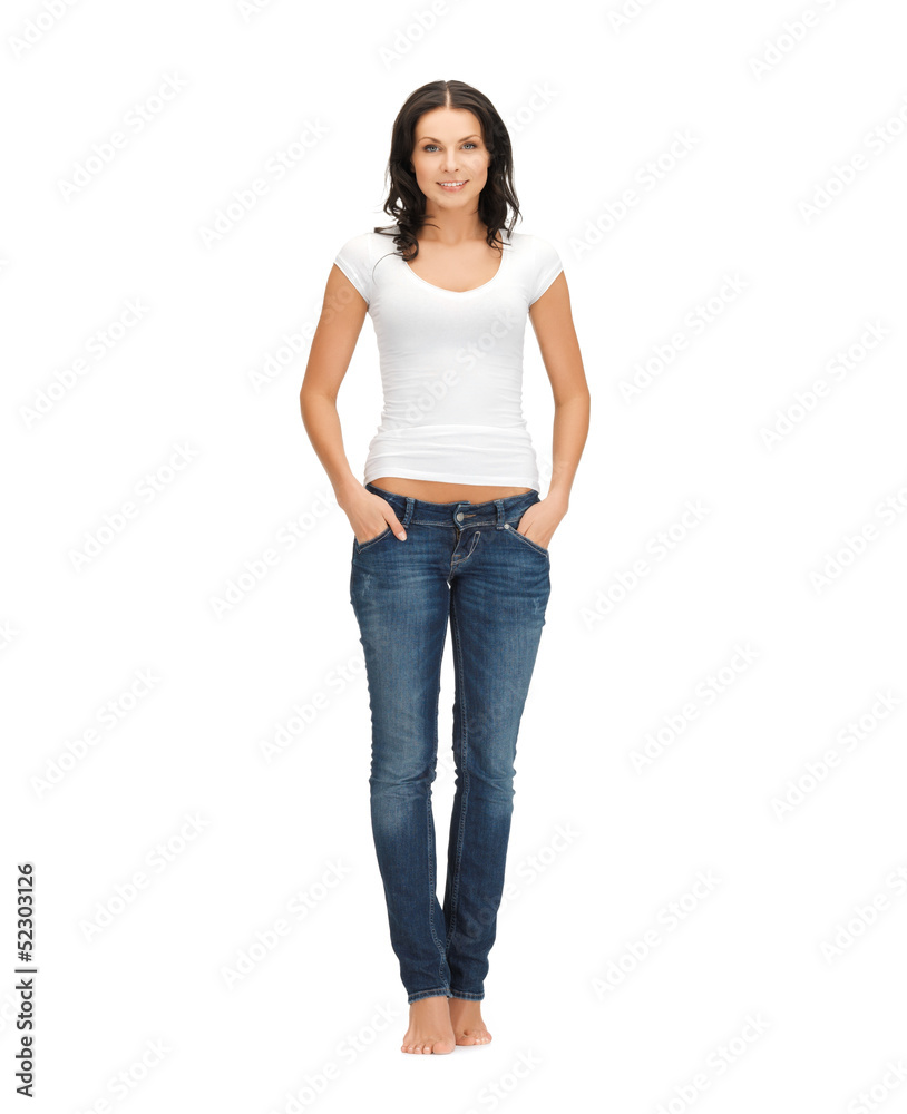 woman in blank white t-shirt woman in blank white t-shirt