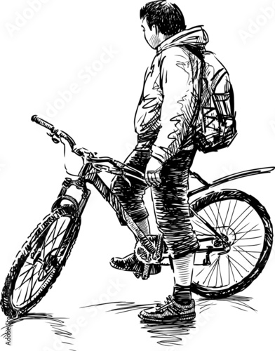 stopped cyclist