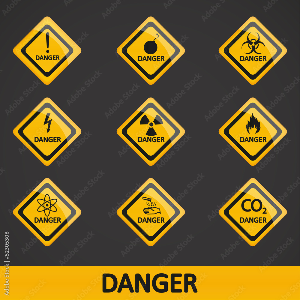Vector illustration set label danger Vector illustration set label danger