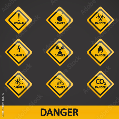 Vector illustration set label danger