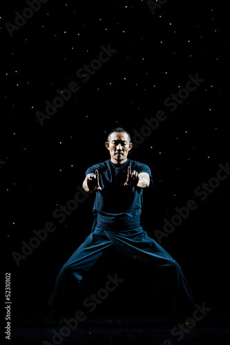 Asian Man practicing Kung Fu