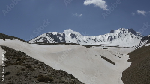 A beautiful snowy mountain panaroma pan shoot photo