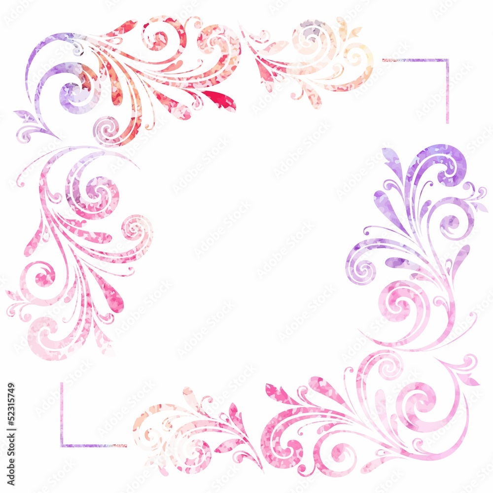 Floral frame. Vector watercolor background.