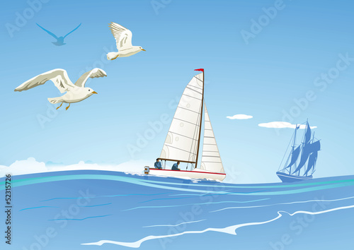 Segelboot und Segelschiff