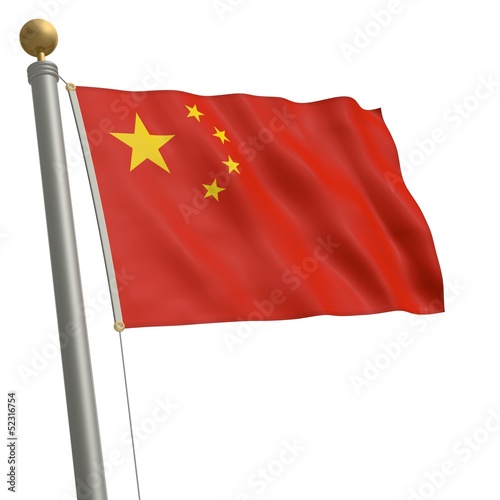 Die Flagge von China flattert am Fahnenmast