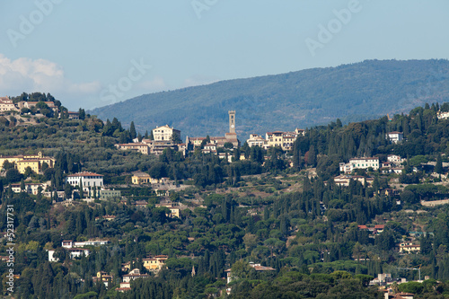 Картината върху платно Florence - the view on Fiesole from the dome Duomo
