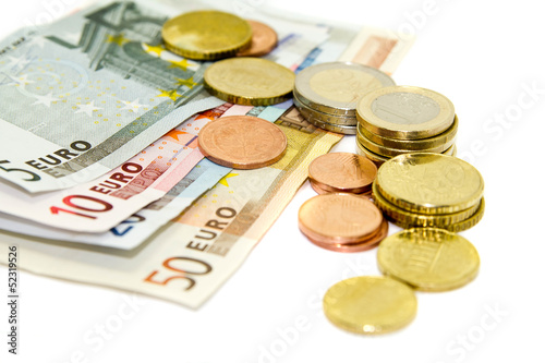 Euro Geldscheine und Münzen