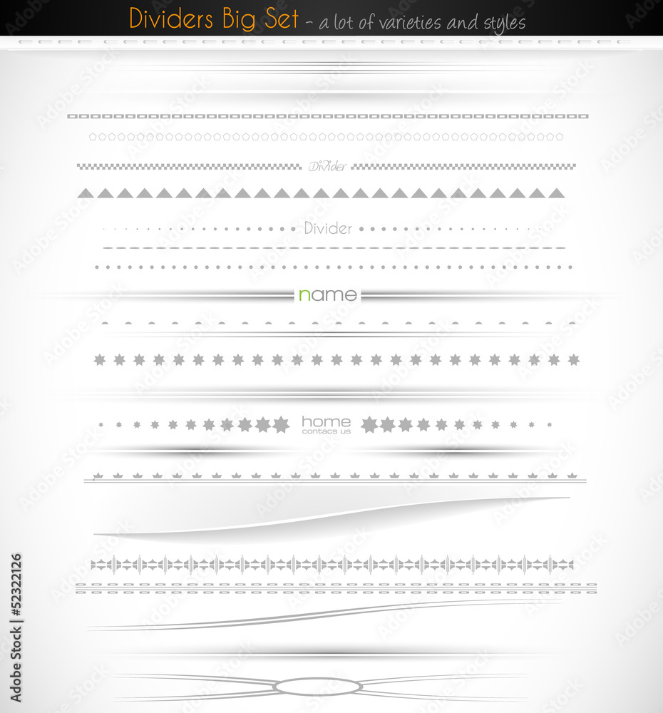 Big collection of web dividers for web applications. Big collection of web dividers for web applications.