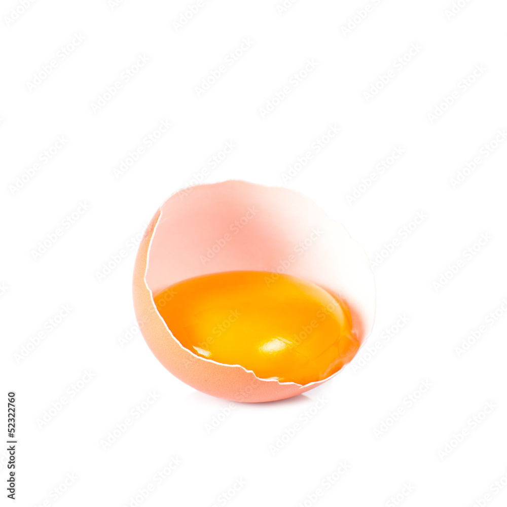 Broken egg isolated on white