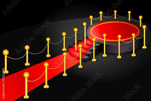 vector illustration of circular stage with red carpet