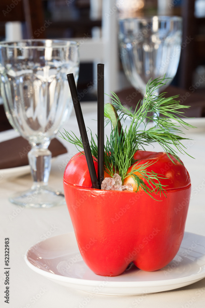 Futuristic cocktail in red pepper
