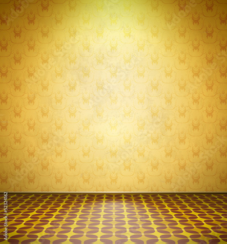 Old abandoned room with yellow wallpaper