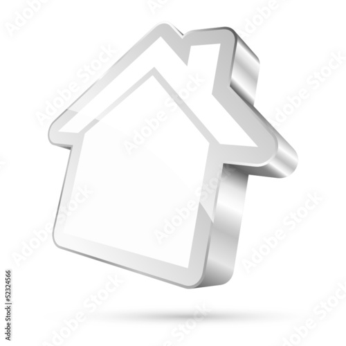 House Icon 3D Silver