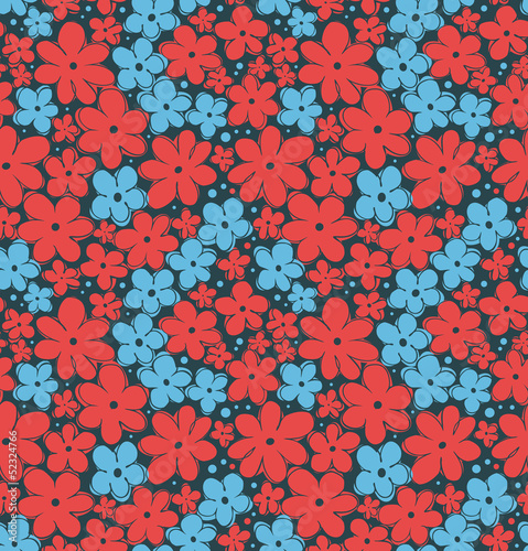 Colorful flourish seamless pattern. Daisies