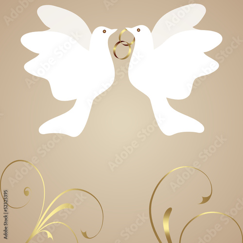 ehering, hochzeitsring, ring, taube,  floral, heiraten, vektor