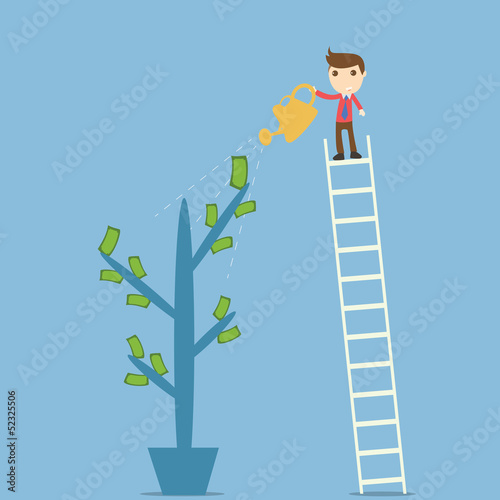 Businessman idea watering money