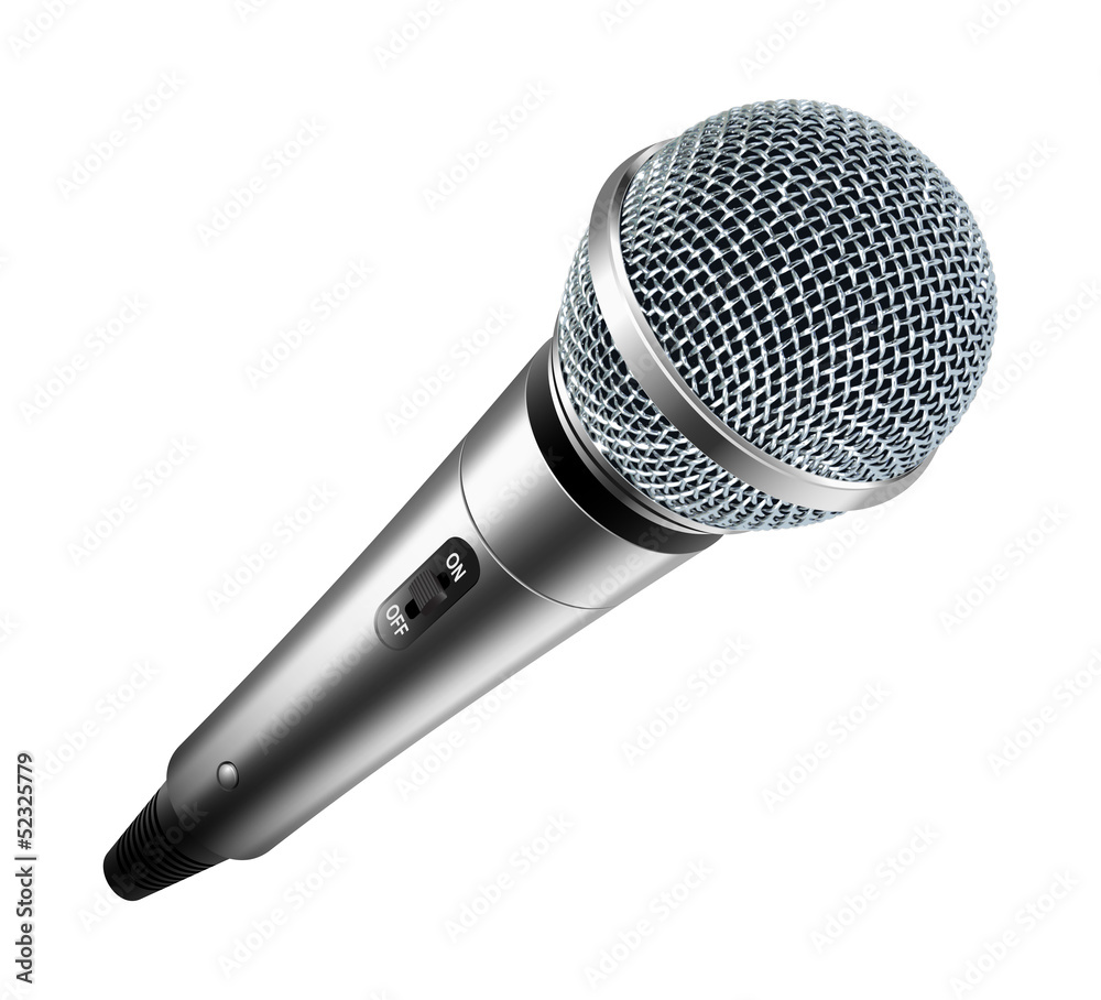 Vector microphone isolated on white background
