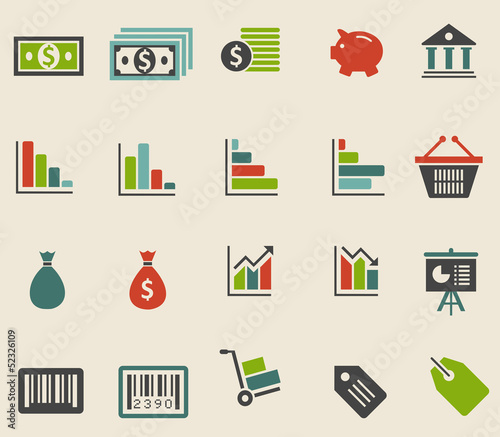 Set icones colorés Commerce/Finances