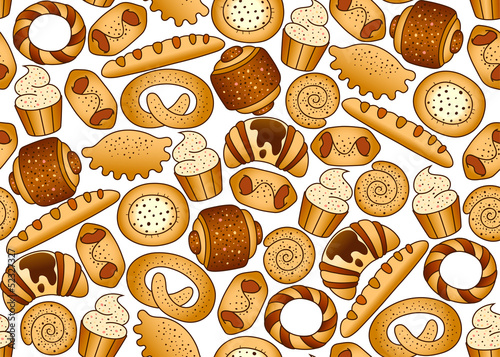 Seamless background with bakery products
