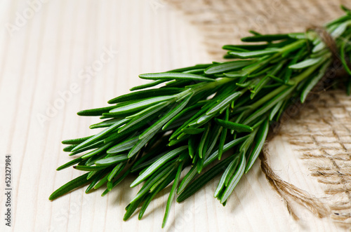 Bunch of fresh rosemary on the table