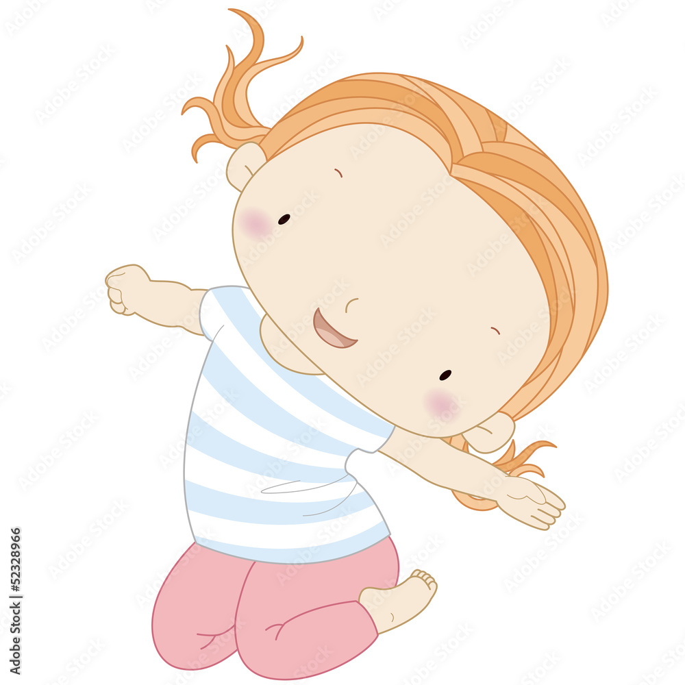 illustration of a cute girl jumps on a white background illustration of a cute girl jumps on a white background