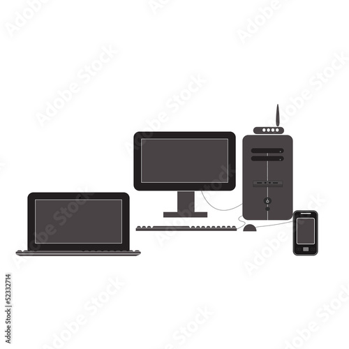 Set of icon display, laptop, tablet computer and mobile