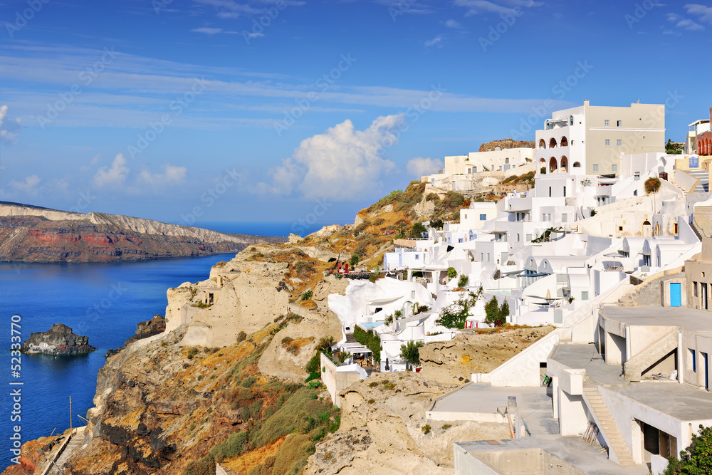 Village of Oia on the slopes of the caldera on the  island of Sa