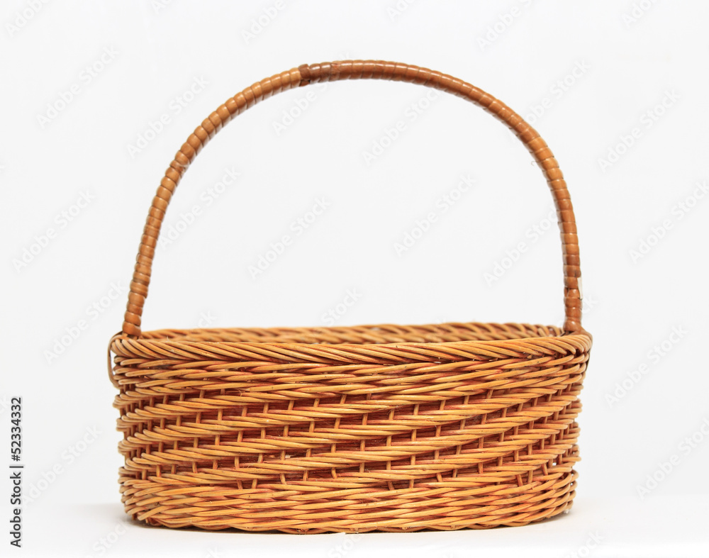 An empty basket on a white background