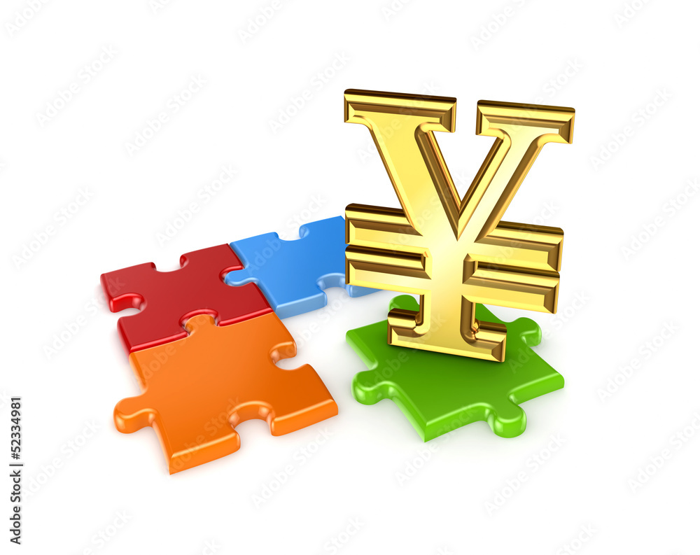 Fototapeta premium Puzzles and symbol of Yen.