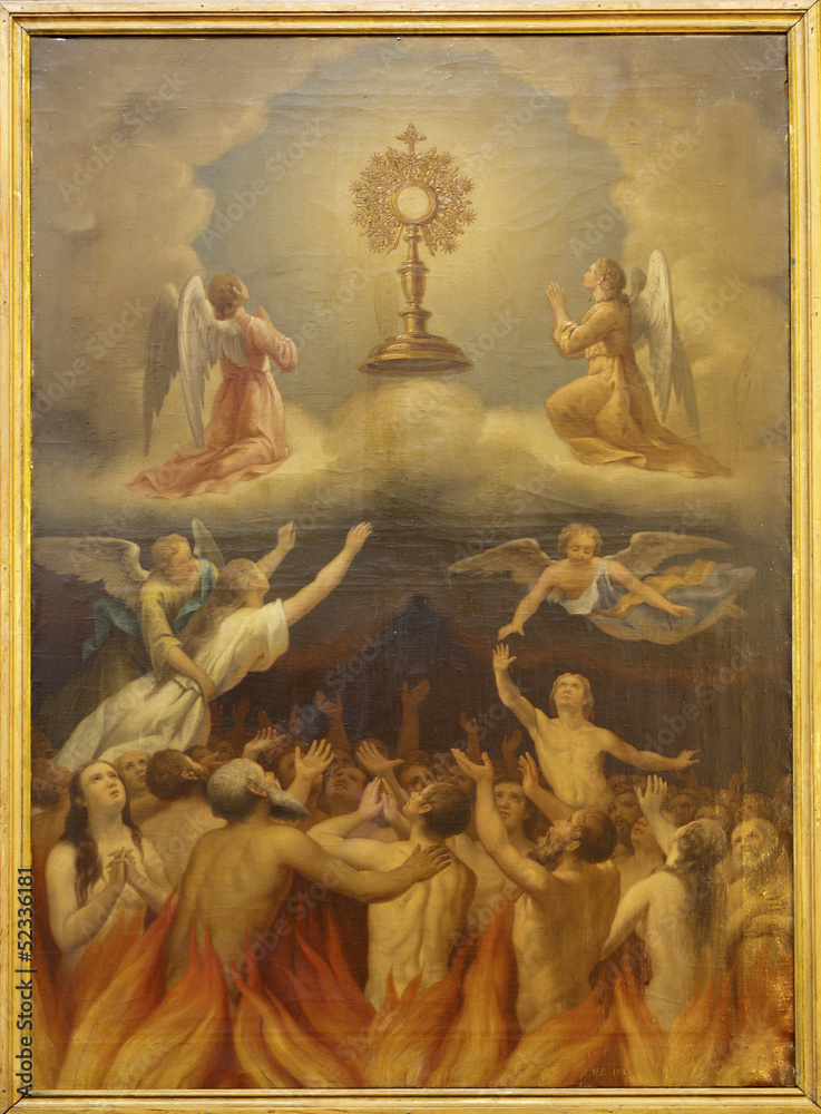 Obraz premium Madryt - Eucharystia i dusze w czyśćcu.