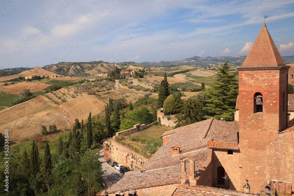 Scenic View on Tuscany Hills from Certaldo, Italy