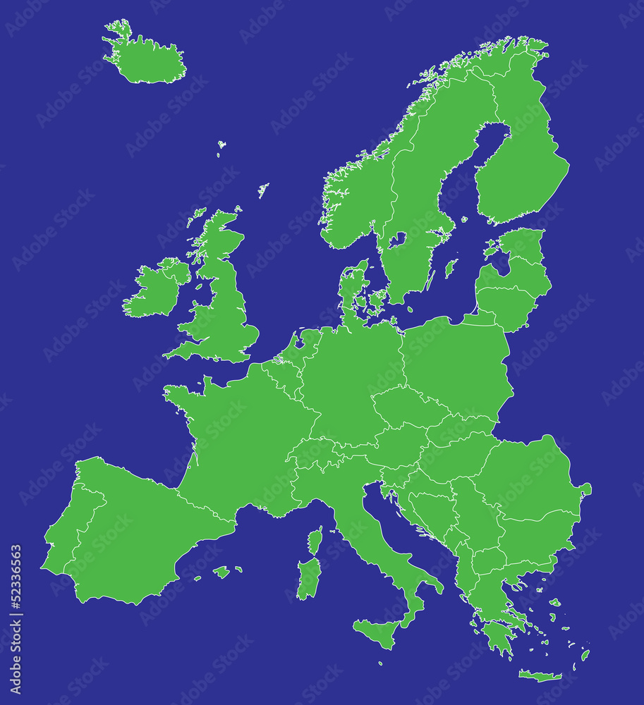 Europe EU map with country borders
