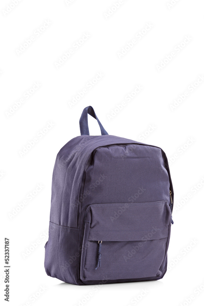 Studio shot of a navy blue closed backpack Studio shot of a navy blue closed backpack